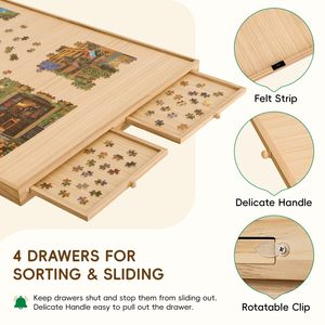 Có thể gập lại chân gỗ tự làm ghép hình câu đố bảng và bảng câu đố với 4 ngăn kéo - Product Image 4
