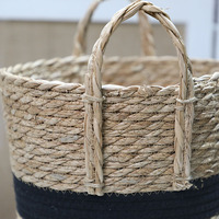 Vente chaude rond pliable panier de rangement bambou tissé osier rotin paille herbe jacinthe d'eau pour salle de bain stockage de vêtements