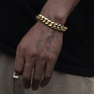 สร้อยข้อมือแบบ Cuban Link ชุบทอง 14K ขนาด 12 มม. สำหรับผู้ชาย, สร้อยสแตนเลส 316L หนาสำหรับผู้ชายและผู้หญิง, ของขวัญสำหรับวันเกิดและวันหยุด - Product Image 2