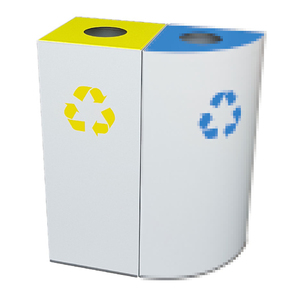 Bidone per Riciclaggio Quadrato 65 L Giallo Blu a Doppio Scomparto - Product Image 1