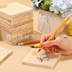 Square Pine <b>Coaster</b> <b>Set</b> Blank Wooden Heat Insulation Mat Home Craft Decoration - Product Image 1