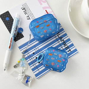 Funda Protectora para <span class=keywords><strong>AirPods</strong></span> <span class=keywords><strong>Pro</strong></span> 2 3 4 con Diseño <span class=keywords><strong>de</strong></span> Pez Azul Oceánico, Textura <span class=keywords><strong>de</strong></span> Onda, Cordón Decorativo, Carcasa <span class=keywords><strong>de</strong></span> TPU Suave a Prueba <span class=keywords><strong>de</strong></span> Golpes - Product Image 4