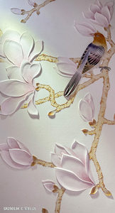 Papel Tapiz Mural <span class=keywords><strong>3D</strong></span> de Alta Calidad Personalizado con Diseño en Relieve, Pintado a Mano con Motivos Florales y de Aves para Decoración del Hogar - Product Image 4