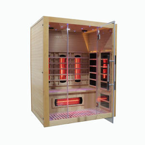 Smartmak Saunas à chaleur infrarouge à spectre complet intérieur pour 3 personnes et panneau en carbone avec lumière de 7 couleurs - Product Image 1