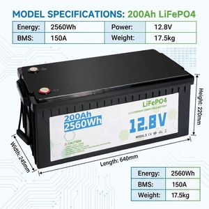 Batterie de stockage d'énergie LiFePO4 12V 200Ah 2560Wh 6000+ cycles pour bateaux solaires, voiturettes de golf, adaptée aux familles africaines - Product Image 2