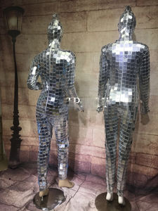 Combinaison à paillettes miroir pour femmes, avec masque scintillant, costume pour Cosplay, bal de promo, boîte de nuit, chanteur DS Show, body Sexy - Product Image 2