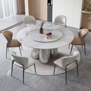 Table à manger ronde design avec un plateau en pierre brillant durable et une base en chrome poli multi-facettes pour <span class=keywords><strong>les</strong></span> meubles <span class=keywords><strong>de</strong></span> maison modernes. - Product Image 2