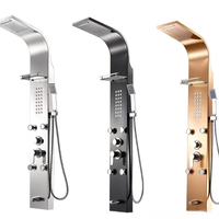 Panneau de douche intelligent en acier inoxydable brossé, ensemble de douche mural LED, pluie multifonction, design moderne pour hôtel