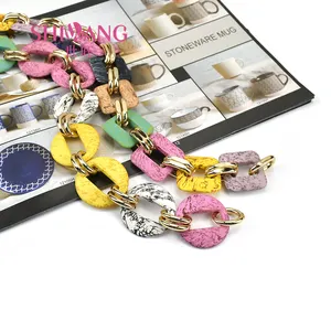 Aluminium with Resin Colorful Imitate Stone Pattern Bag Chain