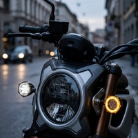 Clignotant LED rond pour moto, séquentiel, à défilement, ambre et blanc, universel, pour montage sur guidon ou rétroviseur