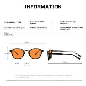 オレンジレンズアンチブルーライトメガネ,クラシック高品質アセテートフルフレームユニセックス眼鏡光学フレーム - Product Image 3