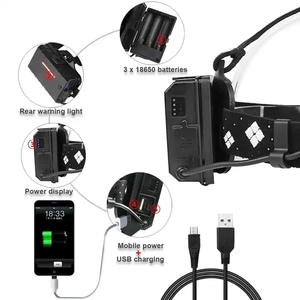 Đèn Pha <span class=keywords><strong>LED</strong></span> Đèn Pha Sạc USB Đèn Pha Chống Nước 5 Chế Độ Lumen Cao Siêu Sáng XHP70 Cho Cắm Trại Đi Xe Đạp - Product Image 5