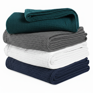 ผ้าห่มผ้าฝ้ายวาฟเฟิลลายตารางสำหรับใช้ในบ้านสีพื้นสี่ฤดูผ้าทอสไตล์ยุโรปอินเดีย - Product Image 1