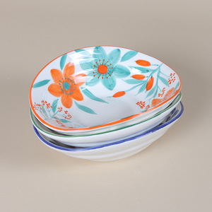 Assiettes à dessert en céramique peintes à la main, forme irrégulière, design oriental, motif végétal, pour les fêtes - Product Image 4