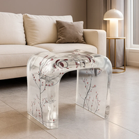 JingYue table élégante transparente personnalisée en résine de luxe meubles fabriqués à la main pour les espaces commerciaux hôtels salons