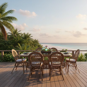 Cómodo Juego de Comedor de Diseño Asiático con Mesa Larga de Indonesia para Interiores de Casa, Hotel o Apartamento - Product Image 1