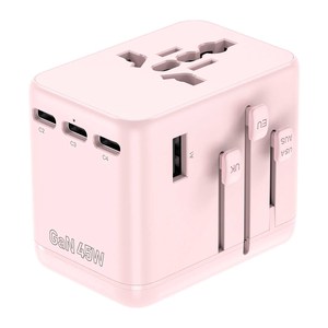 45W GaN Universal Travel <b>Adapter</b> International Power <b>Plug</b> Converter with 4 <b>USB</b>-C + 1 <b>USB</b>-A + 2 AC Ports for EU/UK/US/AU - Product Image 3