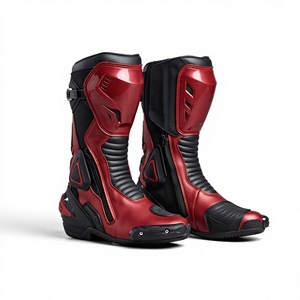 Chaussures de course en cuir pour moto, cuir de vache véritable de qualité supérieure, chaussures de moto, bottes de course automobile, bottes de moto à tige longue - Product Image 1