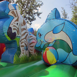 Toddler outdoor playzone commercial kids bounce <b>house</b> with slide combo jump castle <b>inflatable</b> zoo playground - Product Image 3