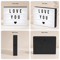 Boîte à lumière de cinéma avec 200 lettres, symboles, émojis, boîte à lumière LED USB pour la décoration de la maison, décoration de chambre, enseigne LED de cinéma, lettres lumineuses, cadeaux