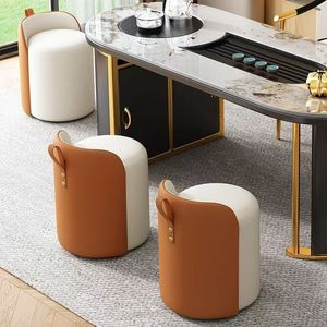 Modern Minimalist Dressing <b>Stool</b> <b>With</b> Handle Gray Orange White Color For Bedroom Living Room Shoe Changing Footstool Tea <b>Table</b> - Product Image 2