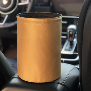 Lanbowang Leather <b>Car</b> Trash Can Round Multifunctional Storage Hanging For <b>Car</b> <b>Interior</b> - Product Image 4