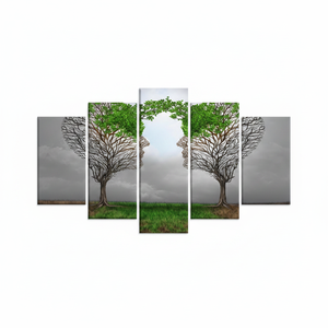 Face-to-Face Tree Silhouette <b>Canvas</b> Elegant Printed <b>Wall</b> <b>Art</b>,SET OF 5 MIX <b>CANVAS</b> - Product Image 2