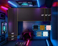 Bureau d'ordinateur en métal en forme de L SENYU avec éclairage LED et étagères de rangement, table de travail multifonctionnelle
