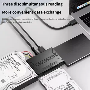 Adaptador de disco duro TISHRIC, cable de unidad IDE / SATA a USB 3 en 1, adaptador de disco duro de transferencia de alta velocidad, consulte la mayoría de los dispositivos electrónicos.