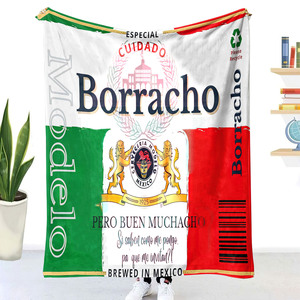 Nueva Manta de Viaje de Forro Polar Sublimado con Logotipo Personalizado, Diseño Mexicano Popular de Borracho Chingona - Product Image 1