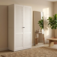 Armoire en acier écologique blanche avec porte à persiennes, rangement métallique réglable, meuble de chambre à coucher