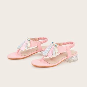Chaussures décontractées pour filles : Nouveauté Printemps 2026 – Sandales à talons de princesse avec perles et strass, semelle en caoutchouc - Product Image 4