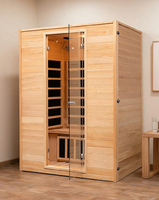 Sauna de infrarrojos secos para 3 personas, de madera de hemlock, con panel de calefacción de carbono y Bajo EMF
