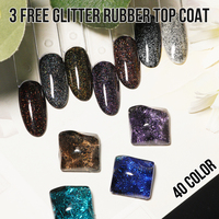 3 vernis de finition en gel UV épais à paillettes, sans HEMA ni TPO, pour nail art, effet scintillant, compatible UV LED, dissoluble, pour salons