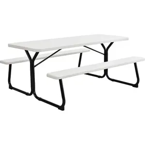 Factory Direct Sale Wholesale Camping Outdoor Plastic Picnic Folding Table Bench Set