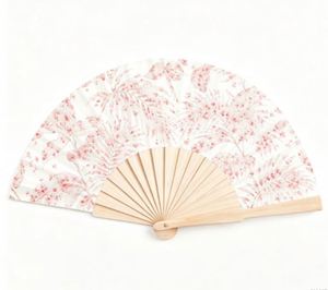 Éventail pliant personnalisé en bois de rose avec logo artistique sur mesure pour mariages, promotions et fêtes - Product Image 1