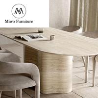 Gazebo de jardin moderne de luxe en ardoise, table à manger ovale de haute qualité en marbre naturel et travertin, ensemble de chaises