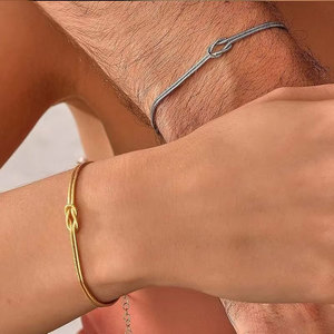 Bracelet et jonc de luxe personnalisés en acier inoxydable 316L plaqué or PVD 14k 18k pour femme, bracelet de couple - Product Image 6
