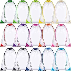 Custom Logo Plastic PVC Clear Draw String Bags for Sports Swimming Beach See Through Transparent Rucksack <b>Drawstring</b> <b>Backpack</b> - Product Image 2