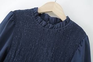 Zevity Neue Marke Damen Süße Agaric-Spitzenbluse mit Stehkragen, Wabenmuster, Rüschen, Schmal Geschnittenes Hemd, Schicke Pullover-Oberteile - Product Image 4