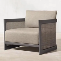 Ensemble de canapés de jardin Foshan en aluminium, mobilier d'extérieur moderne en rotin avec dossier en panneaux de canne, pour patio et salon