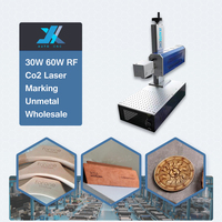 Nouvelle machine de marquage laser CO2 à tête Galvo 30W avec tube métallique RF JX et support IA, portable pour le bois, les cadeaux, le cuir, le jean, le plastique, les fruits