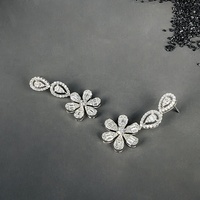 Neue Mode Vintage Luxus Designer 925 Silber GRA Blume VVS Moissan ite Drop Kronleuchter Ohrringe für Frauen