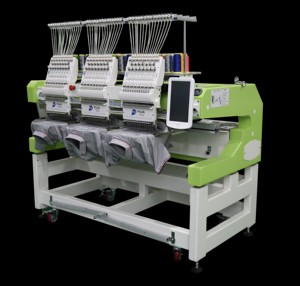 Machine à broder automatique FUJA à 3 têtes, similaire à la machine à broder industrielle informatisée multi-têtes Brother, <span class=keywords><strong>pour</strong></span> casquettes et t-shirts - Product Image 1