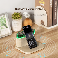 Accessoires audio pour la maison, haut-parleur Bluetooth 4 en 1 avec chargeur sans fil, réveil, lampe chaude et colorée et support de téléphone