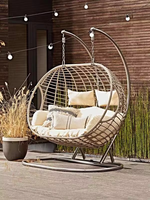 Chaise à bascule double - Cadre en acier de style décontracté, design de balançoire de jardin d'extérieur très vendu