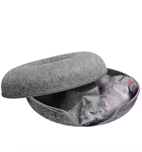 Fábrica personalizada fieltro redondo desmontable túnel mascota gato casa para todas <span class=keywords><strong>las</strong></span> estaciones y animales cueva - Product Image 3