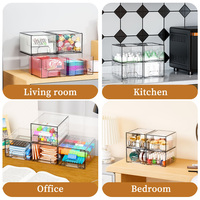 Organizador de Maquillaje Transparente de Gran Capacidad Impermeable y Antipolvo para Baño o Escritorio Caja de Almacenamiento para Cosméticos y Cuidado de la Piel con Cajón