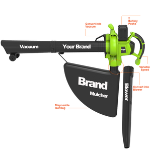 Souffleur de feuilles sans fil 3 en 1 à vitesse variable, souffleur et aspirateur de feuilles sans fil avec sac - Product Image 4