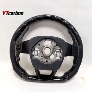 YTcarbon สำหรับ A3 A4 A5 Q3 Q5 Q7 Q8 S3 S4 S5 <span class=keywords><strong>SQ3</strong></span> SQ5 SQ7 SQ8 อุปกรณ์ตกแต่งภายในรถยนต์ พวงมาลัยคาร์บอนไฟเบอร์แท้แบบกำหนดเอง - Product Image 6